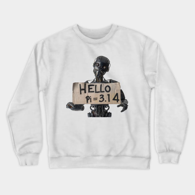 Robot signs Hello World Pi 3.14 (π) Crewneck Sweatshirt by LB35Y5